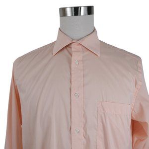 Jos. A. Bank Men's Brrr Comfort Stretch Tailored Fit 16-35 Peach Button Up Shirt